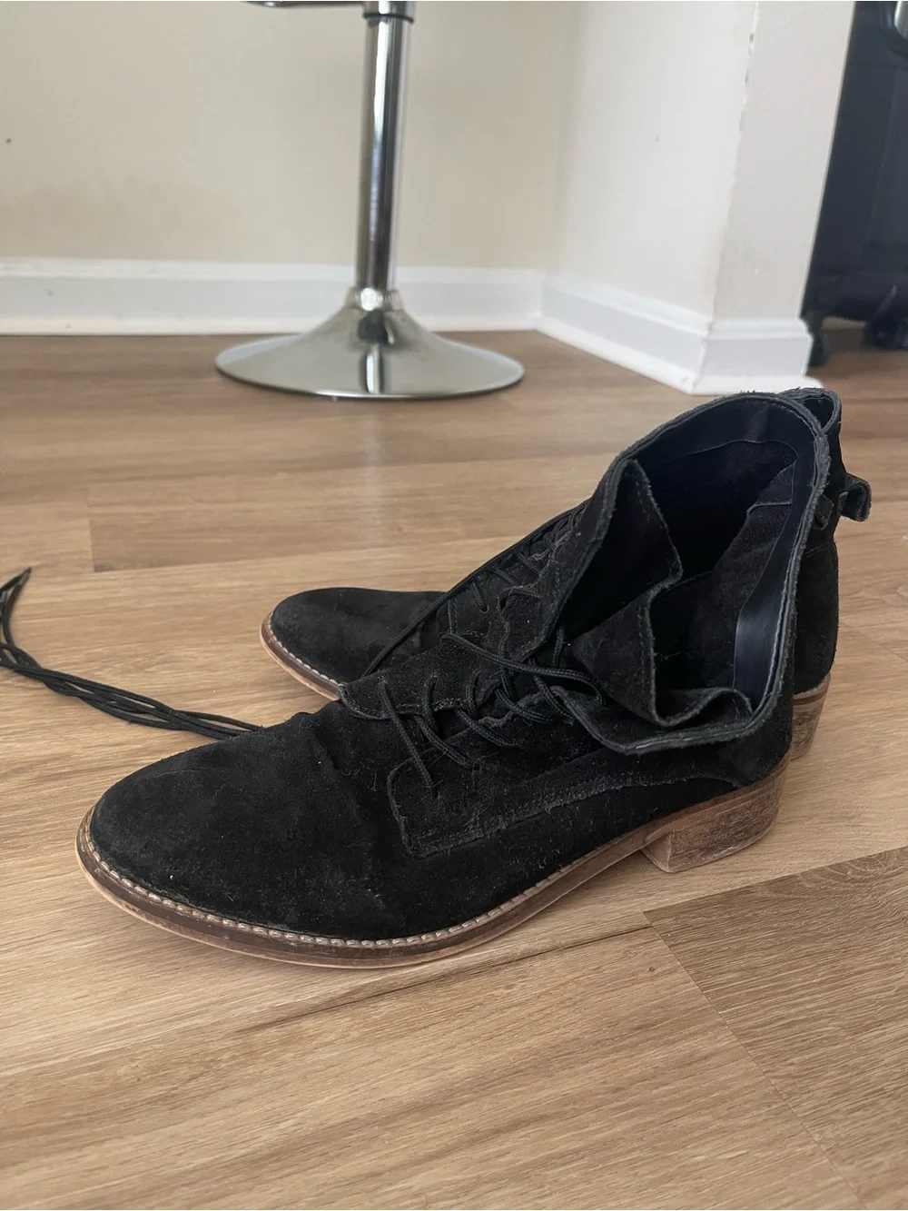 Black Suede Lace-Up Women’s Ankle Boots